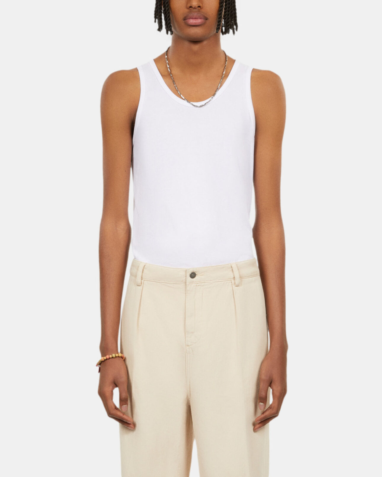 The Kooples MEN BEIGE beige cotton and linen trousers with pleats