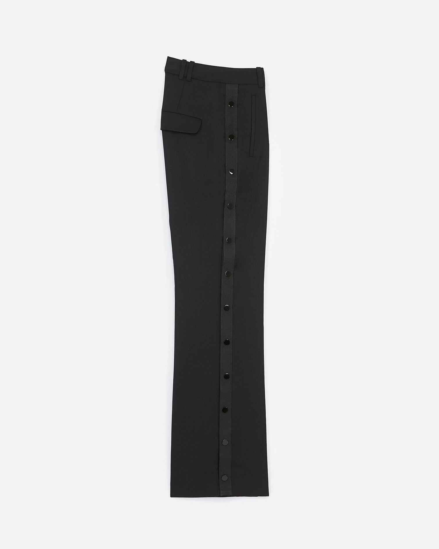 Pantalon ajusté noir à boutons-pression, BLACK, hi-res image number null