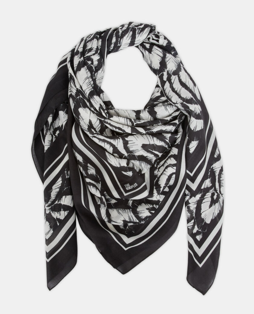 The Kooples MIXED ECRU printed cashmere scarf