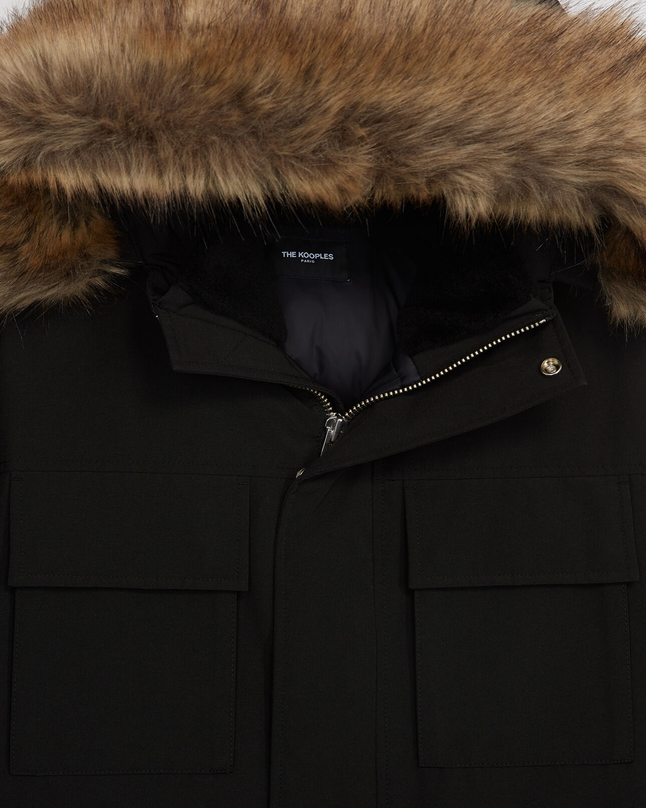 The Kooples HOMME BLACK parka longue noire à capuche  fourrure