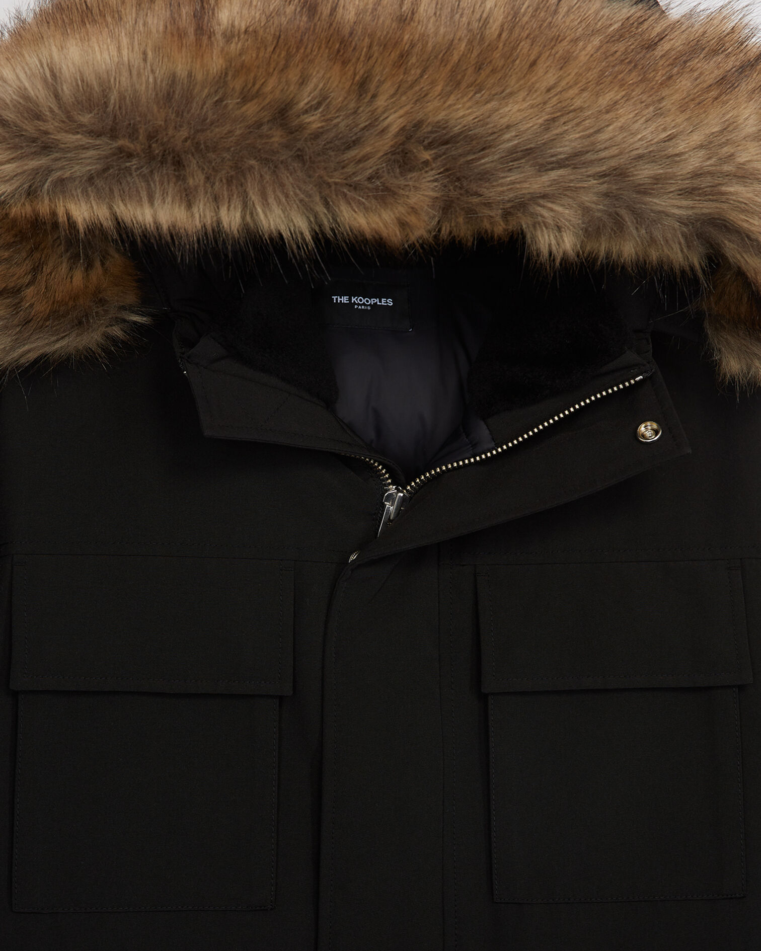 Parka longue noire à capuche  fourrure, BLACK, hi-res image number null