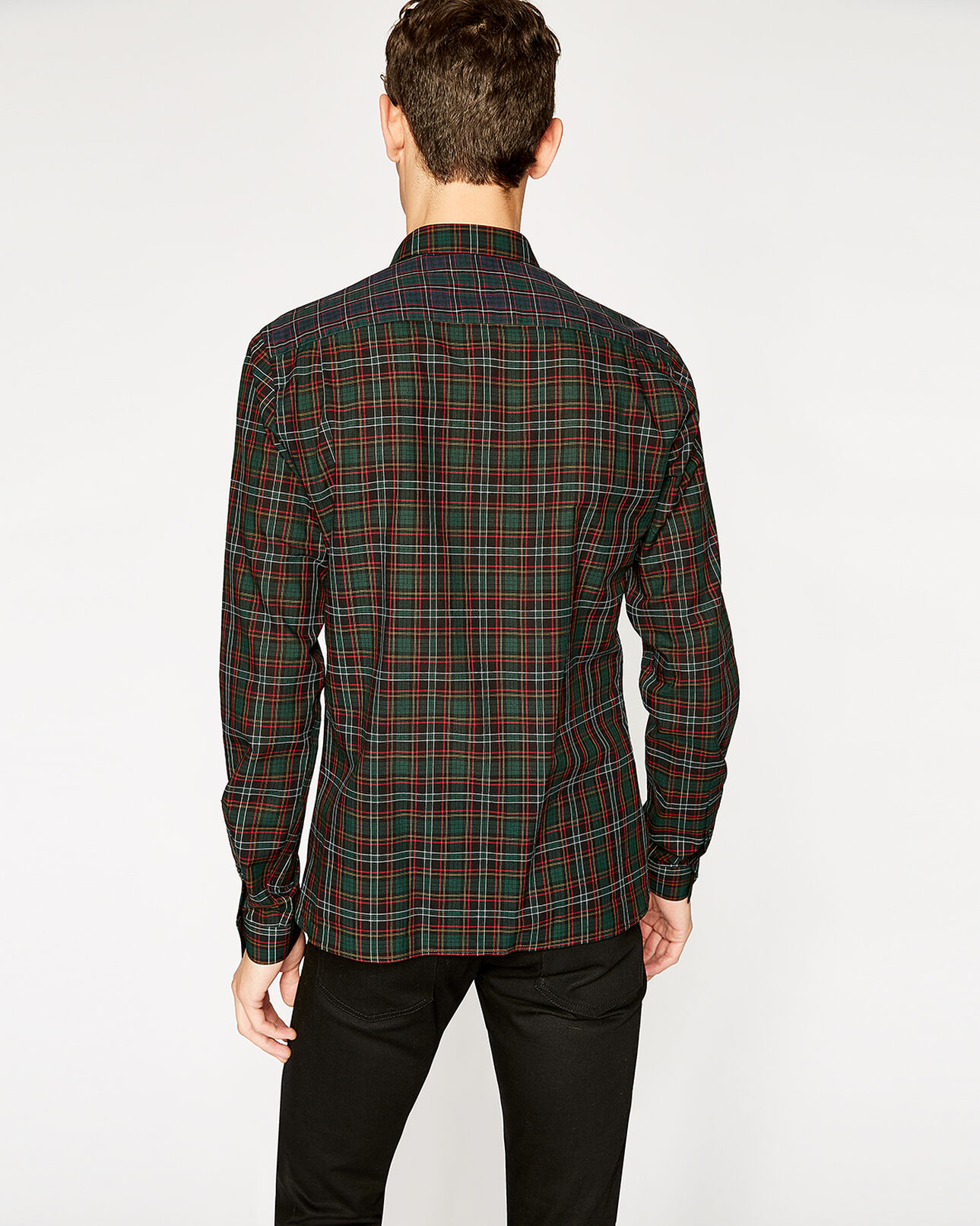 The Kooples MEN GREEN/RED red and green tartan shirt