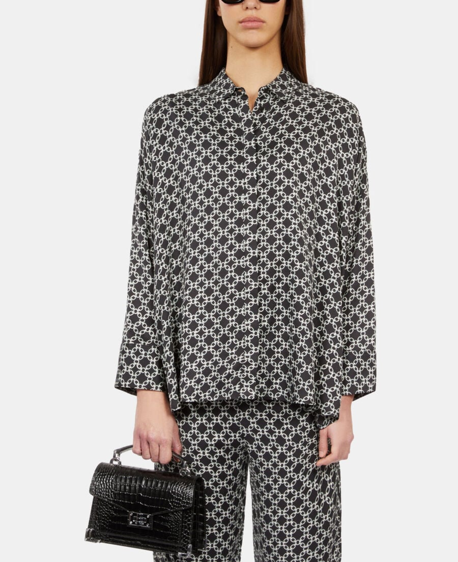 The Kooples DAMEN BLACK WHITE weites hemd mit print