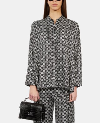 The Kooples DAMEN BLACK WHITE weites hemd mit print