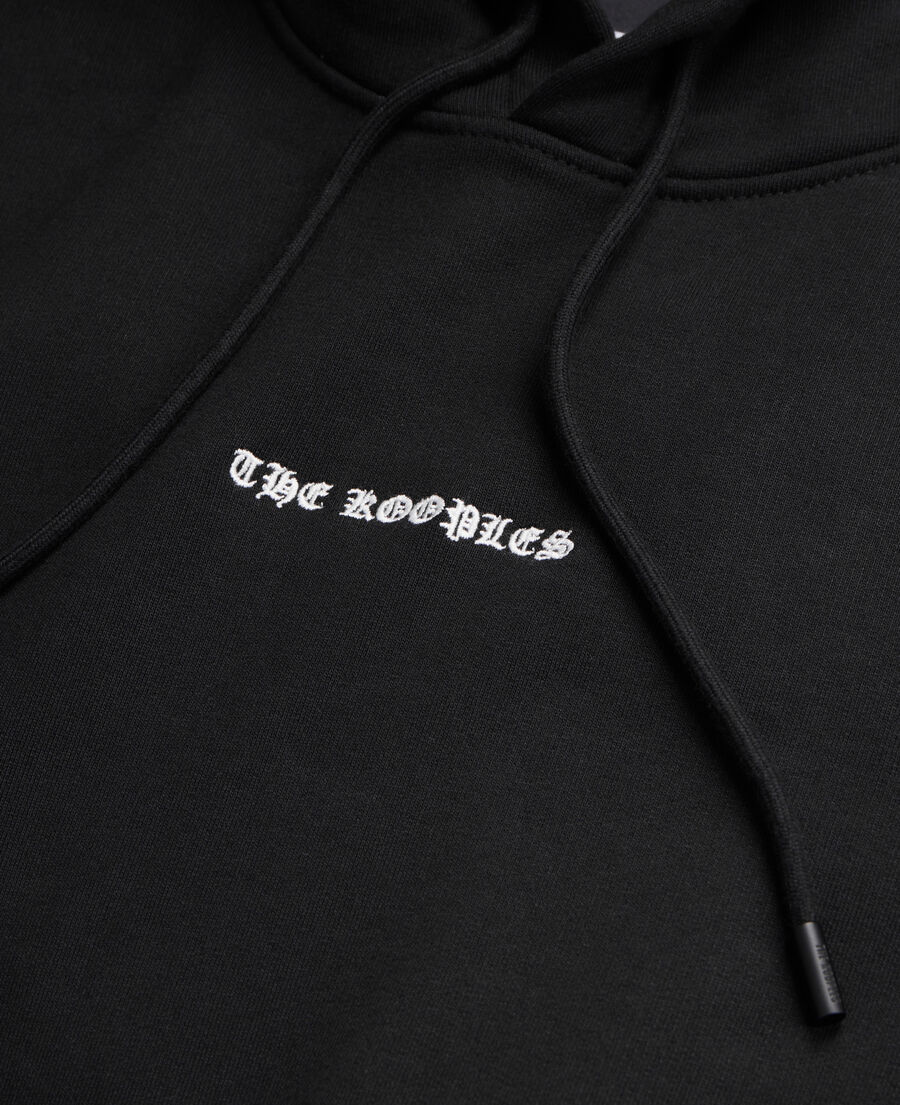 The Kooples HOMME BLACK sweatshirt &agrave; capuche avec s&eacute;rigraphie noir