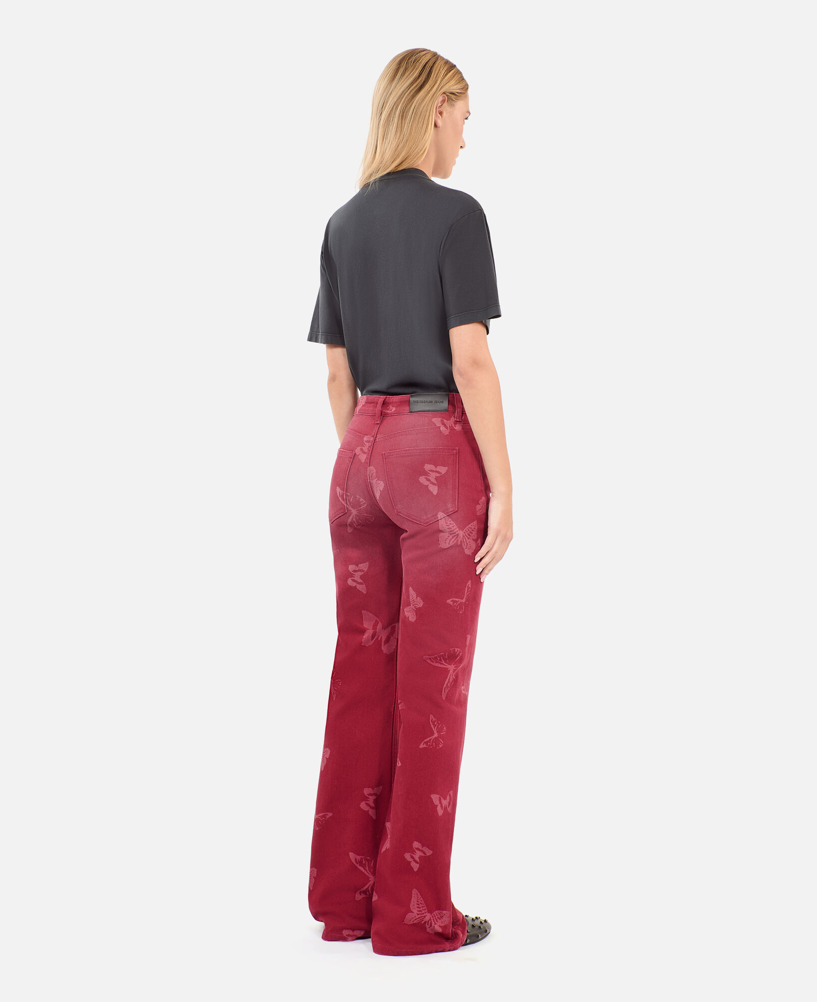 The Kooples DAMEN DARK RED jeans mit ausgestelltem bein und print