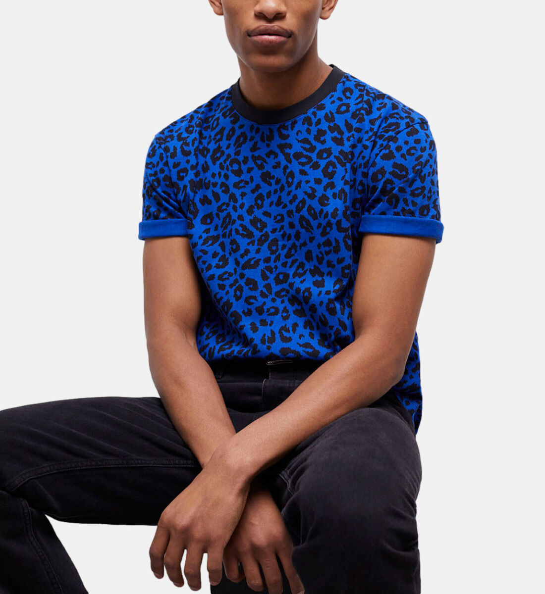 leopard print blue shirt