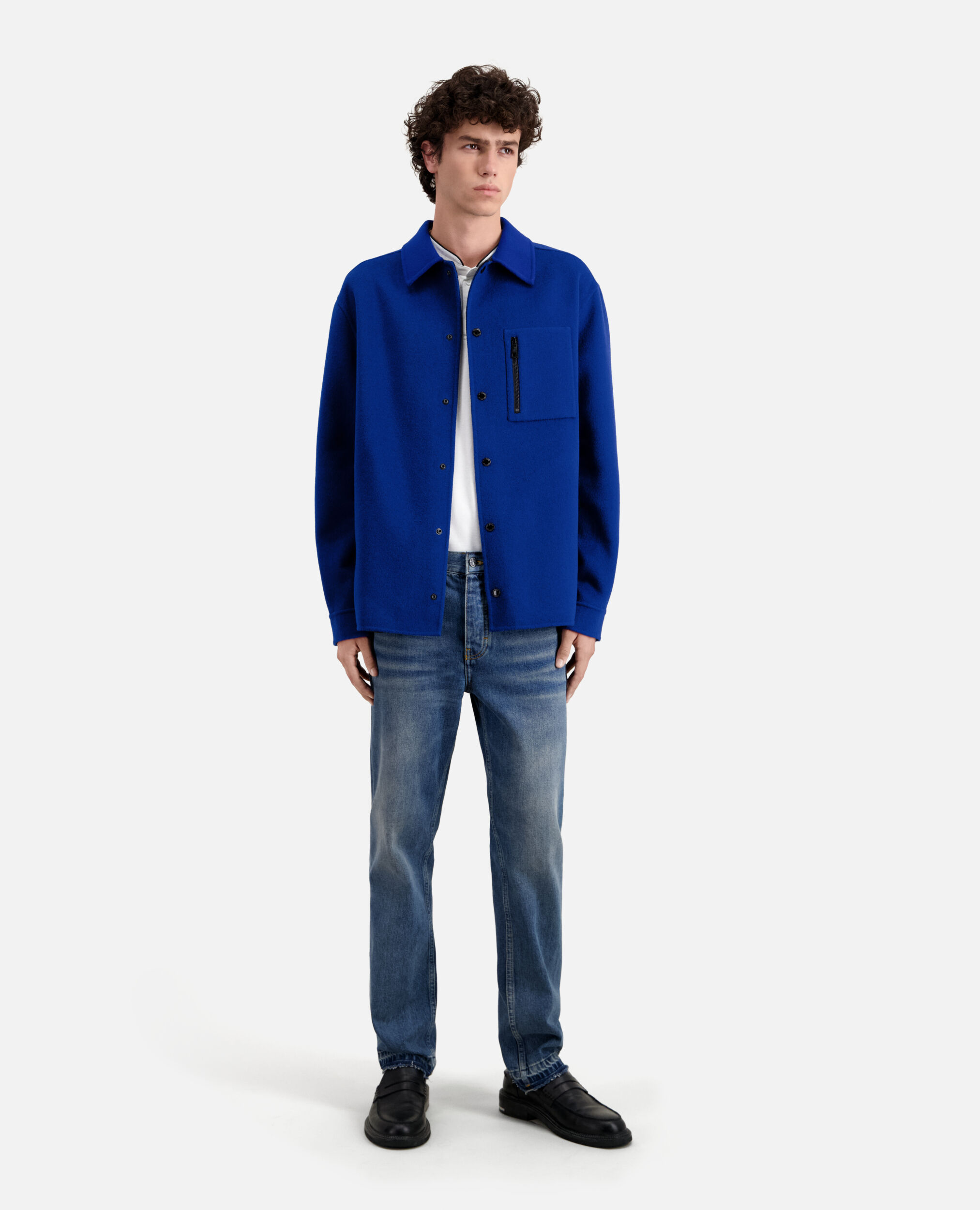 Blaue Hemdjacke aus einer Wollmischung, ROYAL BLUE - DARK NAVY, hi-res image number null