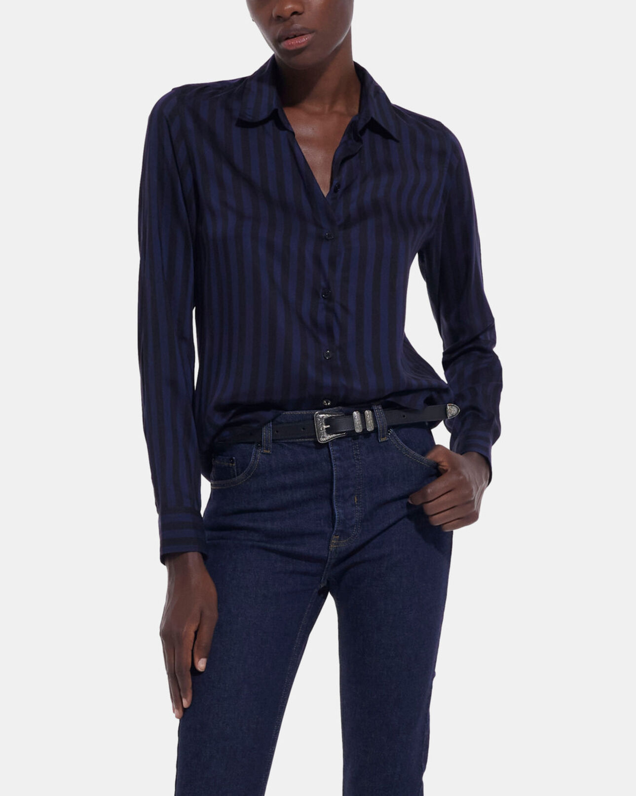 The Kooples F BLACK NAVY striped shirt