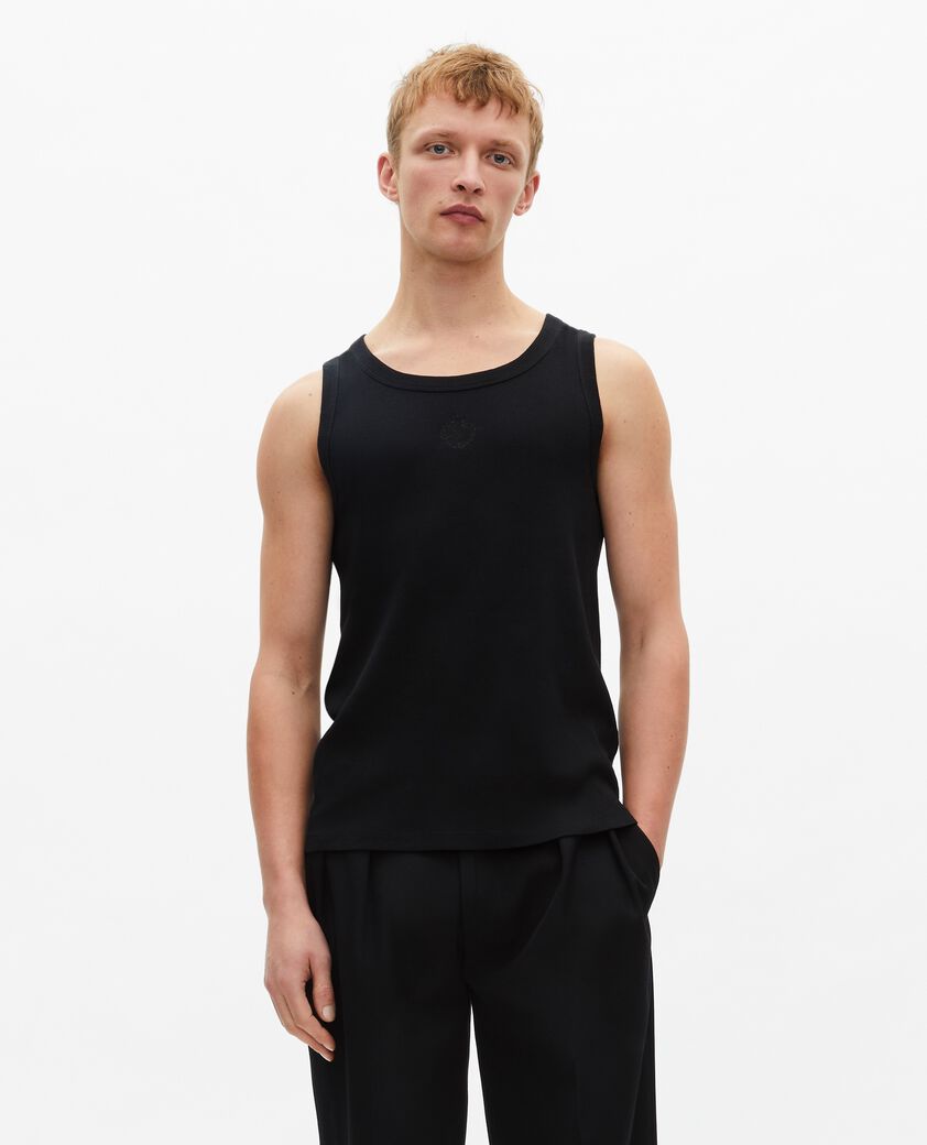 The Kooples HOMME BLACK WASHED débardeur avec broderie blason noir