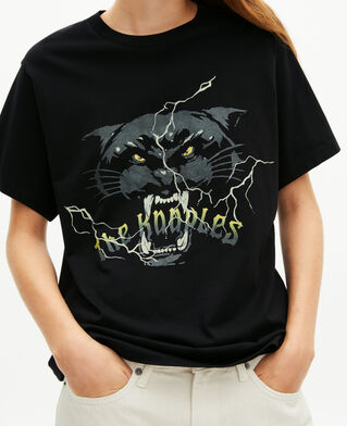 The Kooples WOMEN BLACK WASHED t-shirt with black rhinestone screen print