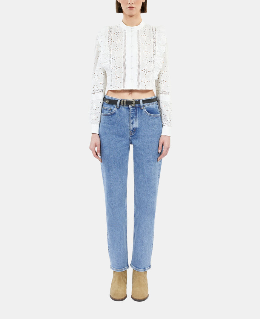 The Kooples F WHITE white shirt with english embroidery