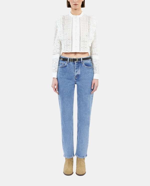 The Kooples MUJER WHITE camisa blanca bordado inglés