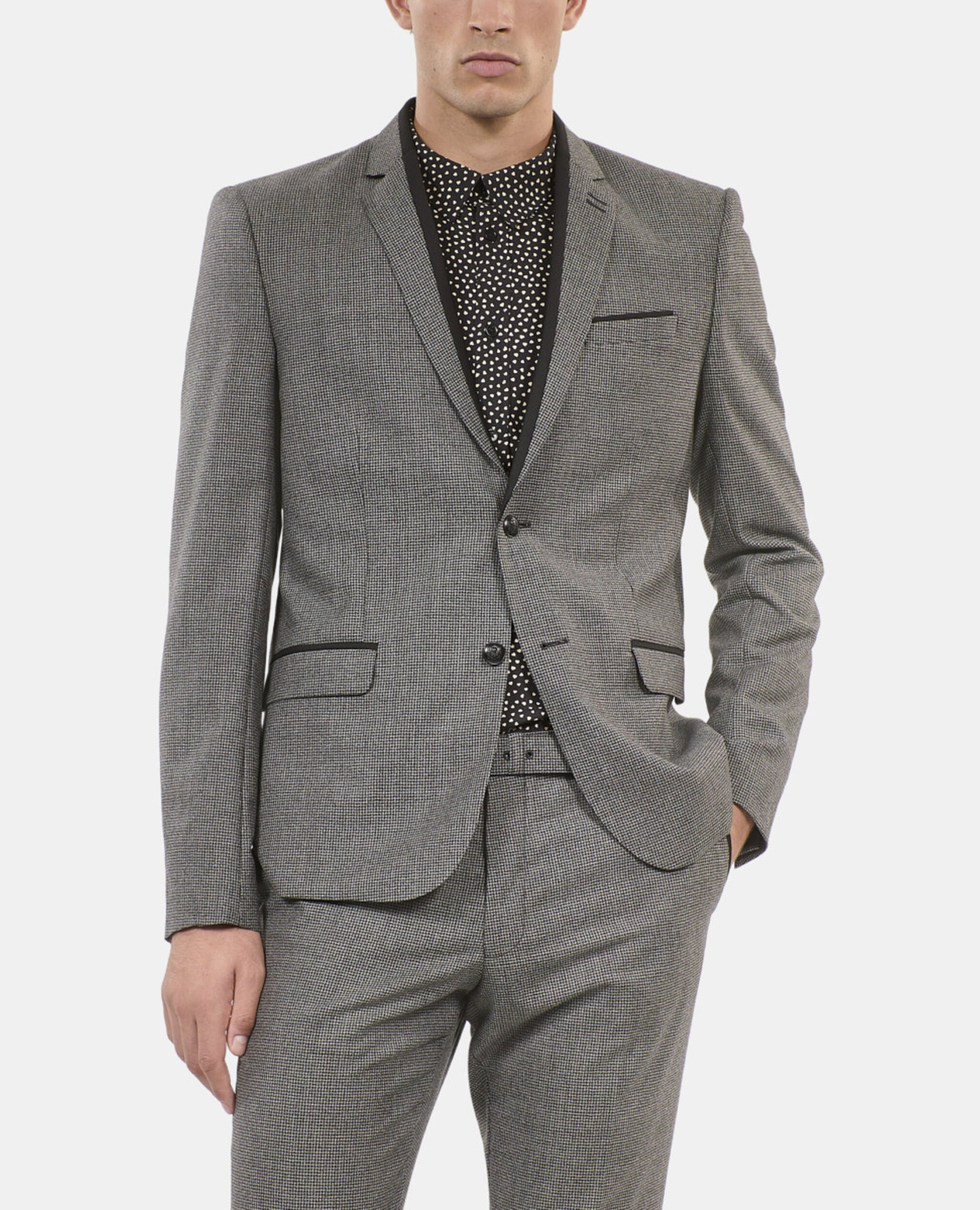 Veste de costume pied de poule noir et blanc, BLACK GREY, hi-res image number null