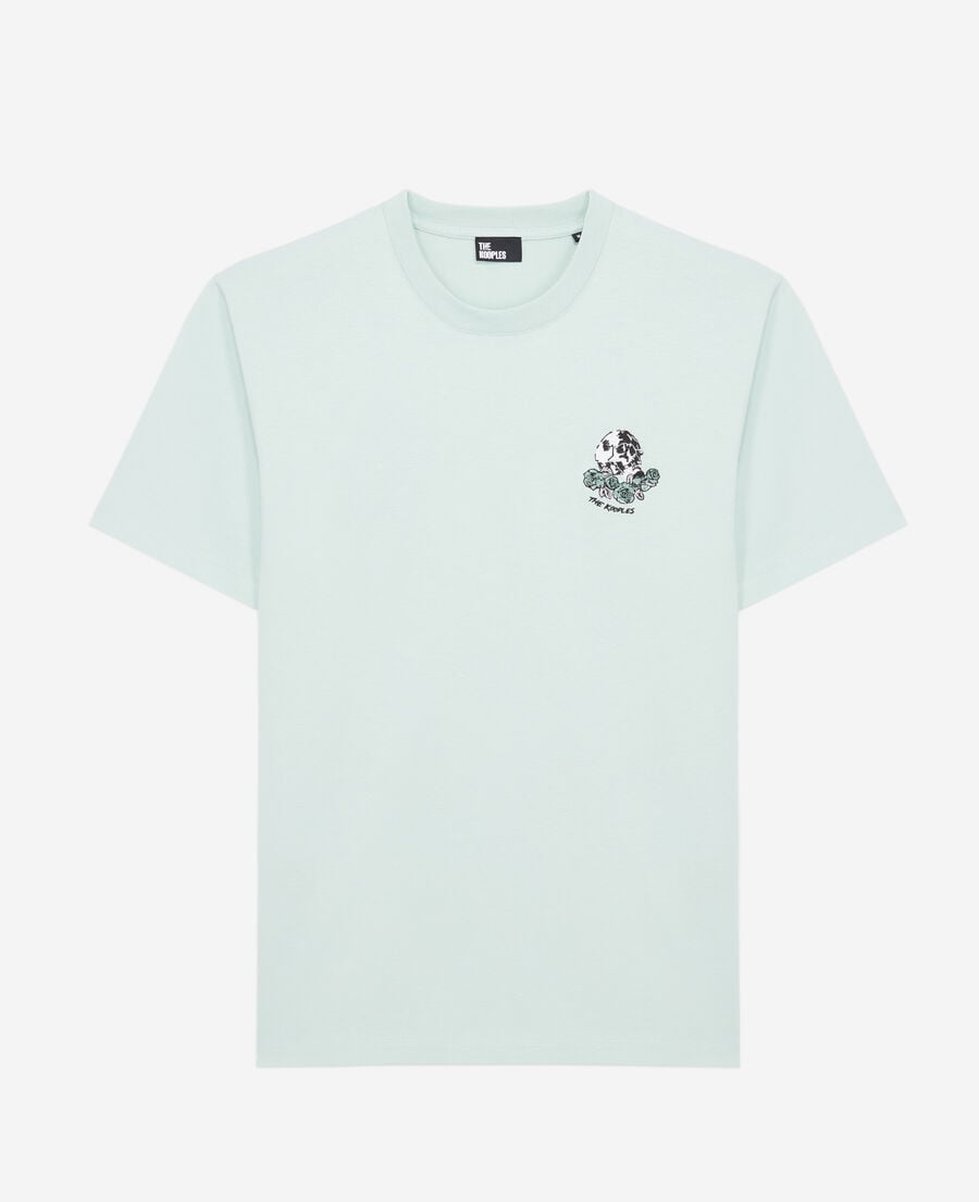 The Kooples H OCEAN men's green t-shirt with vintage skull embroidery