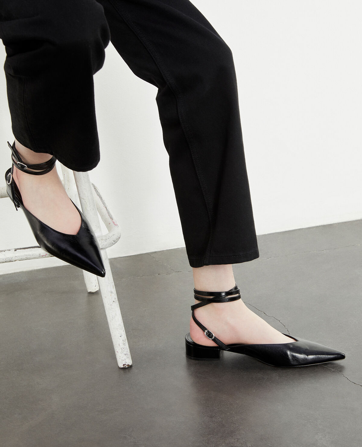 Flat black sandals with ankle tie The Kooples UK