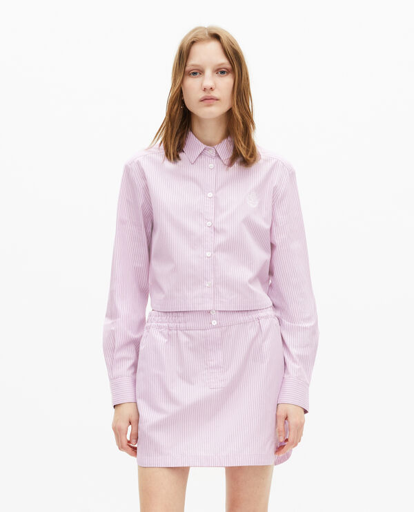 The Kooples FEMME PINK BLACK jupe courte à rayures rose