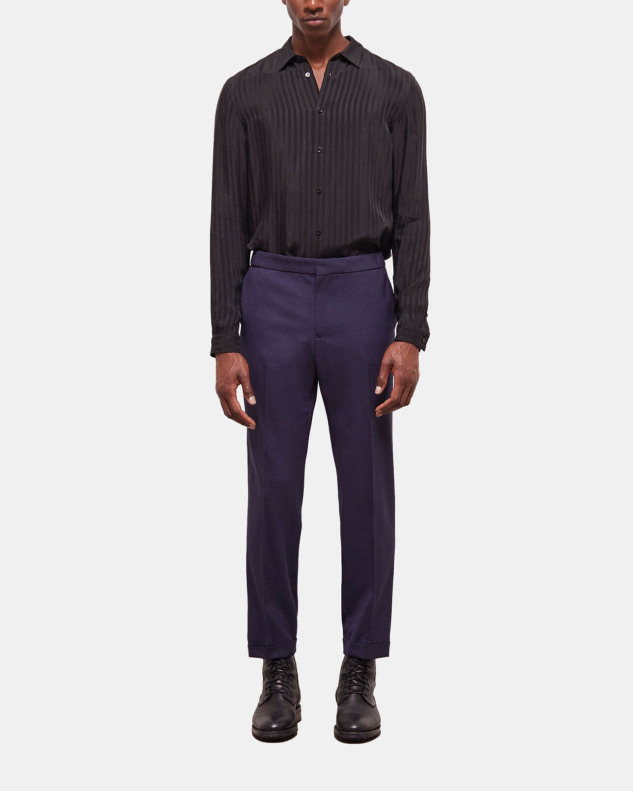 The Kooples HOMBRE BLACK / NAVY pantalón de traje de lana de pata de gallo