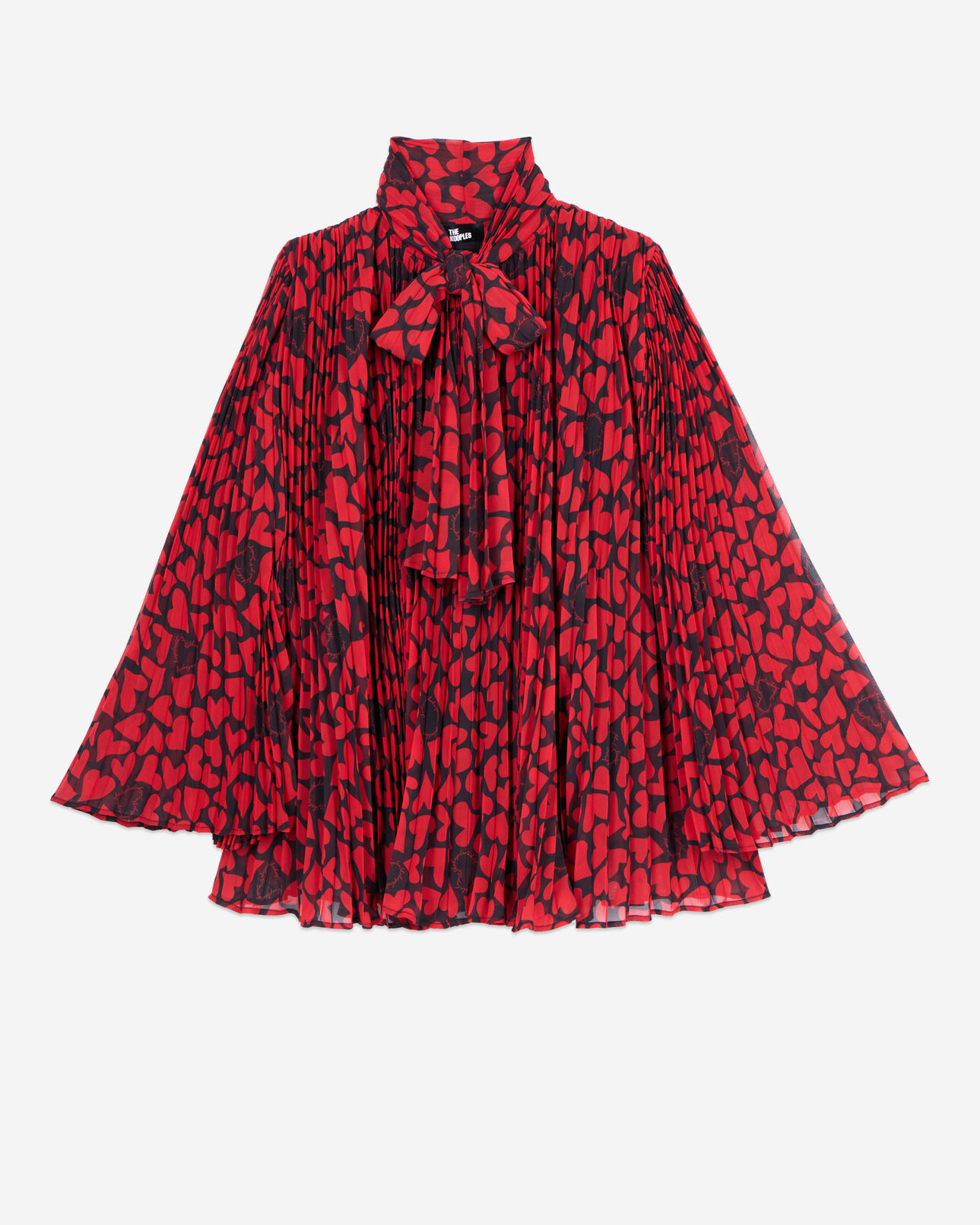 The Kooples WOMEN BLACK - RED heart print pleated top