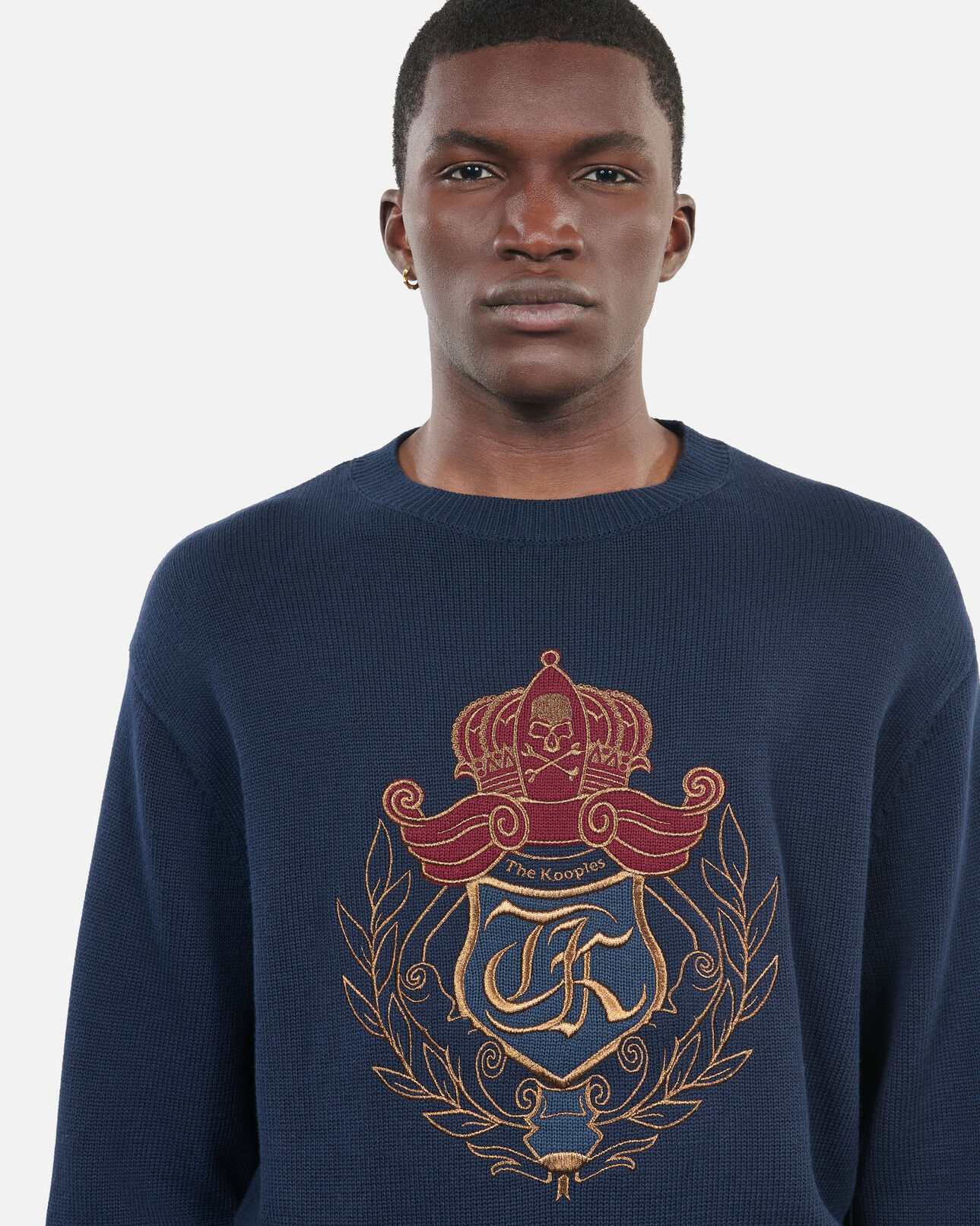 The Kooples HOMME NAVY pull en coton bleu marine