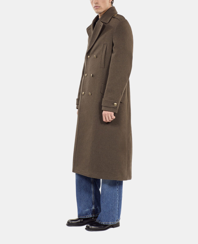 The Kooples HOMME KAKI manteau long style officier kaki