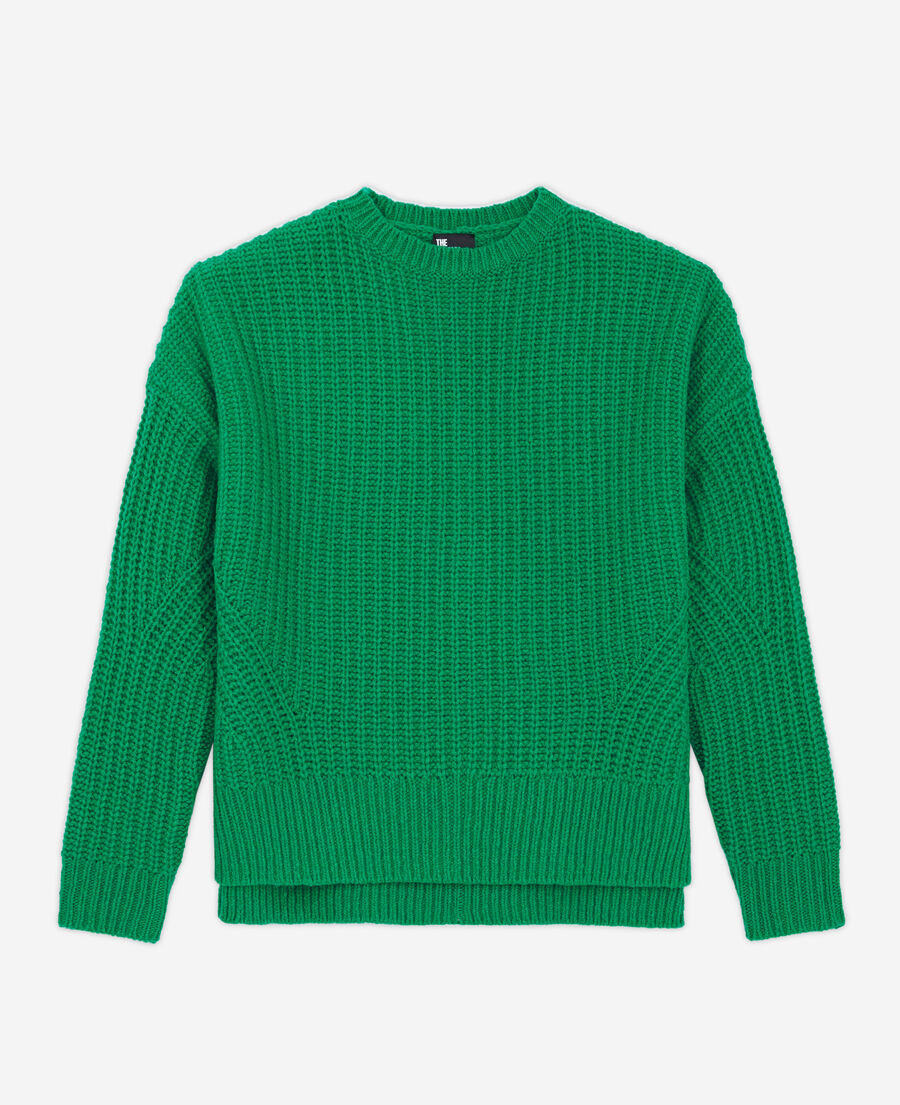 green wool sweater