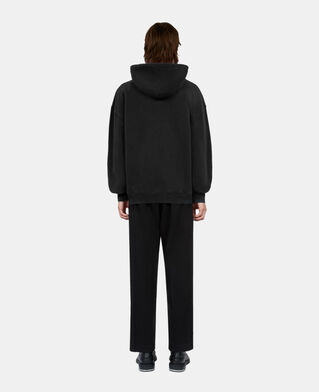 The Kooples HERREN BLACK WASHED schwarzes kapuzensweatshirt mit chaos-adlersiebdruck