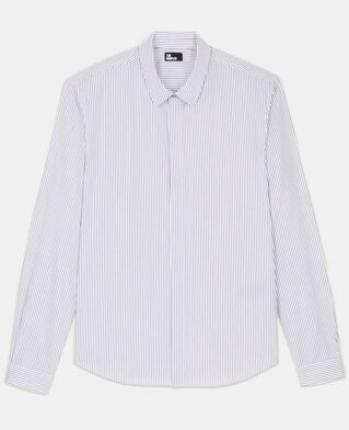 The Kooples HOMME GREY-WHITE chemise col classique à rayures