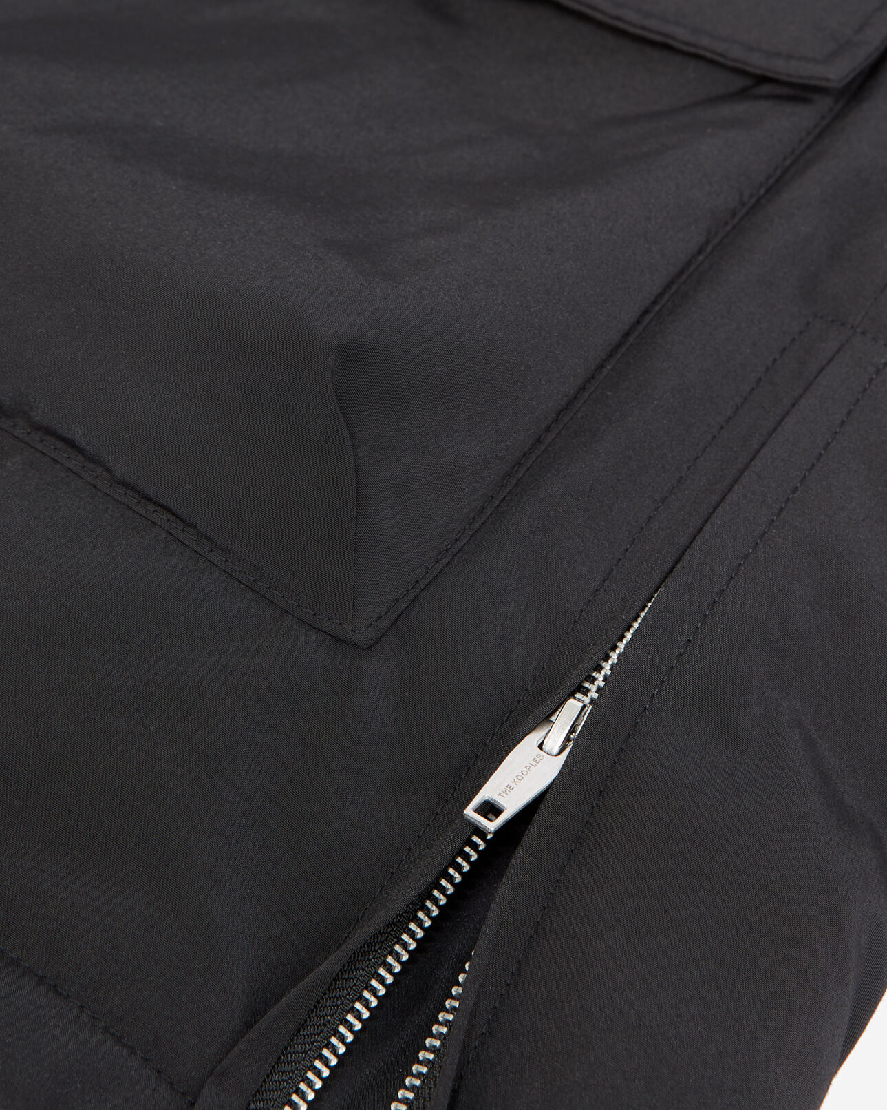 The Kooples HOMME BLACK parka noir capuche et poches logo gomme