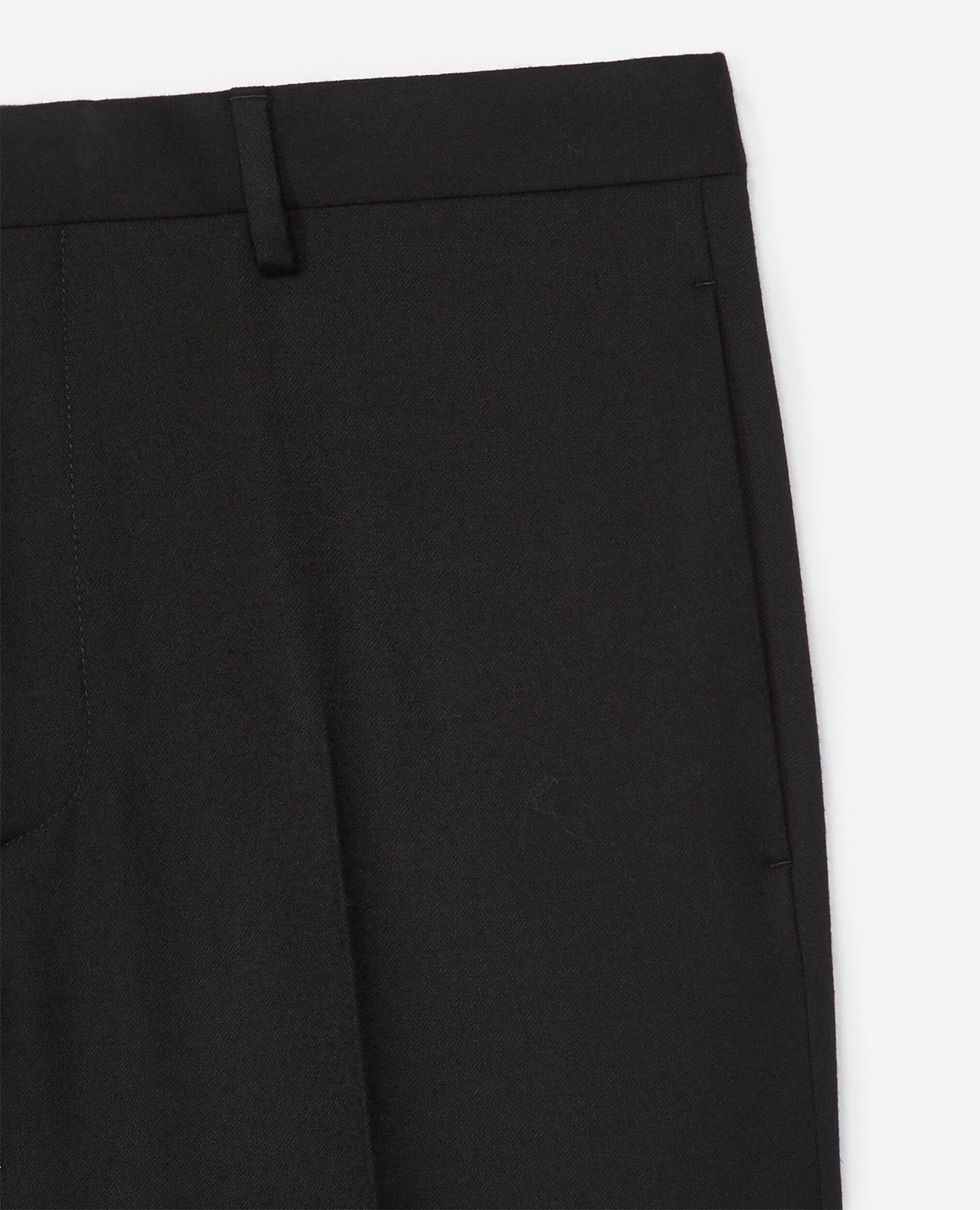 Slim-Fit-Hose aus schwarzem Flanell Paspeln, BLACK, hi-res image number null