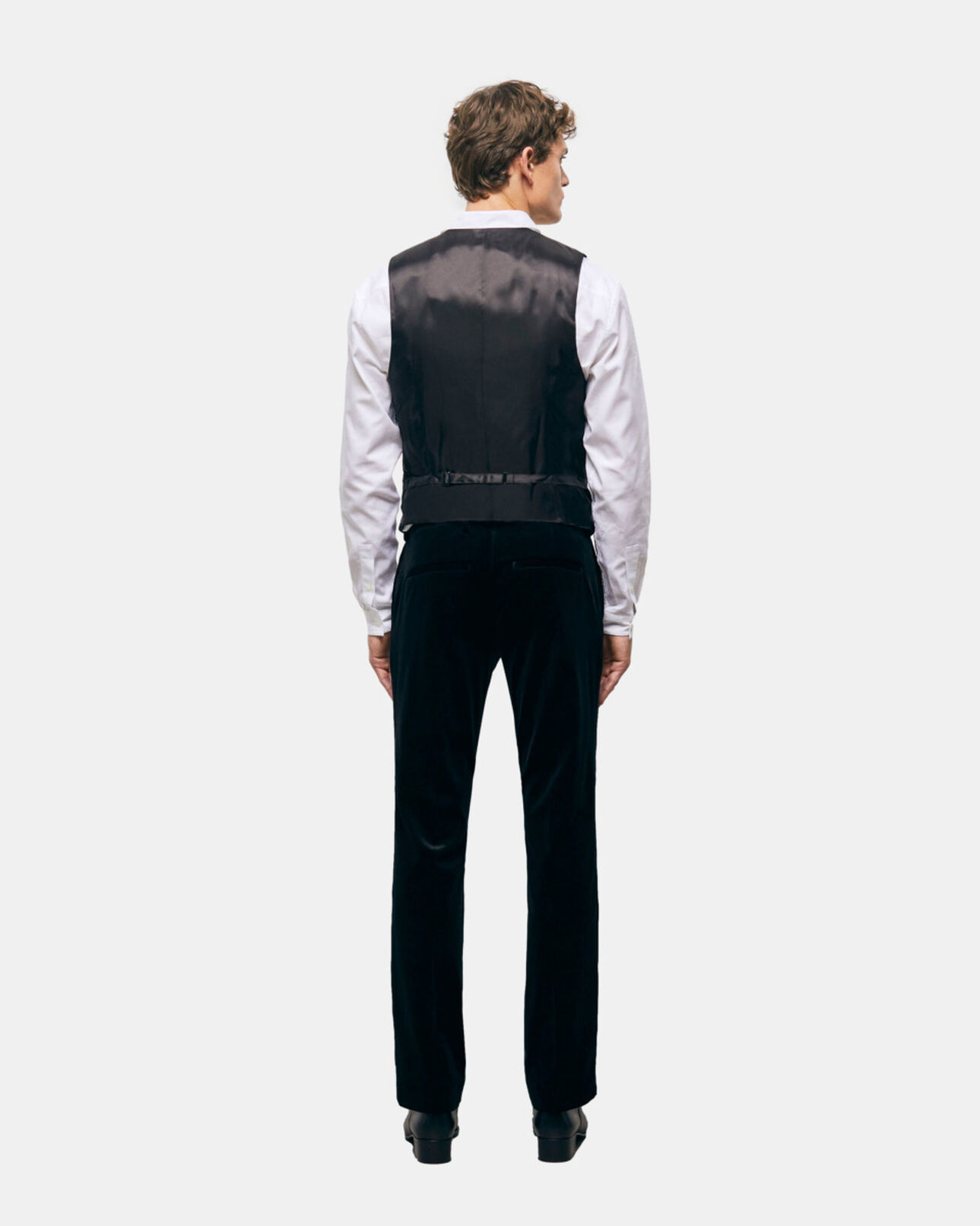 The Kooples MEN BLACK black velvet suit vest