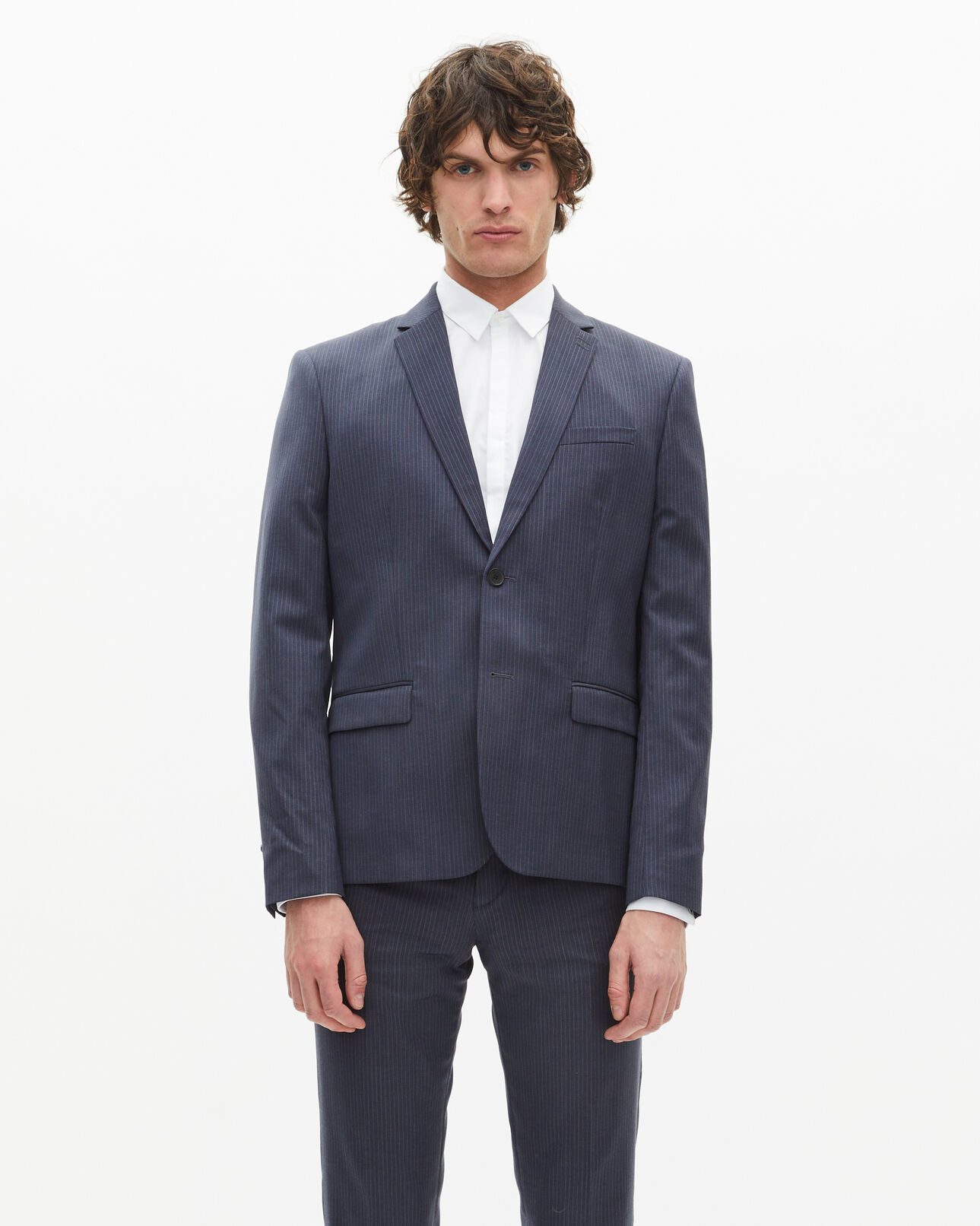 The Kooples MEN BLUE blue pinstripe suit jacket