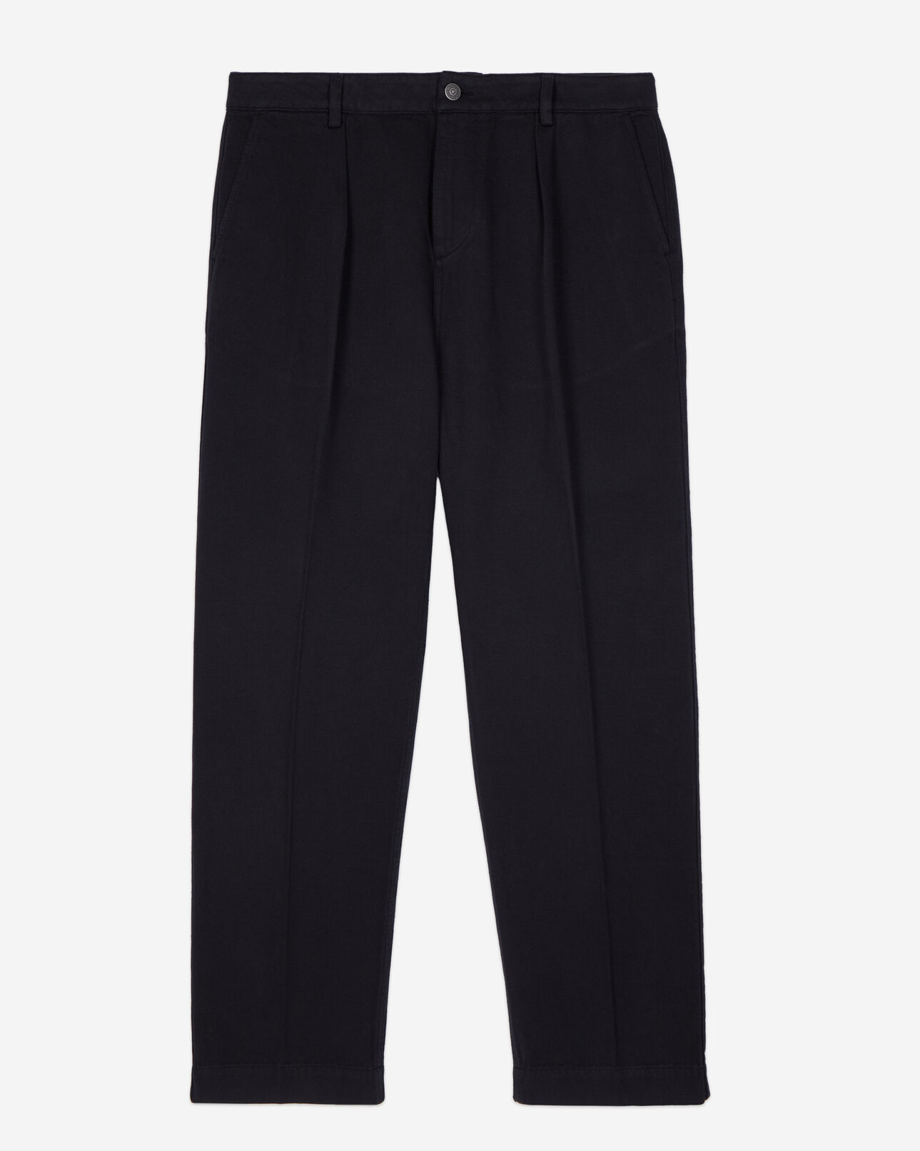 The Kooples MEN BLACK black cotton and linen trousers with pleats
