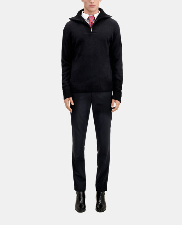 The Kooples HOMME BLACK pull en laine mélangée avec zip noir
