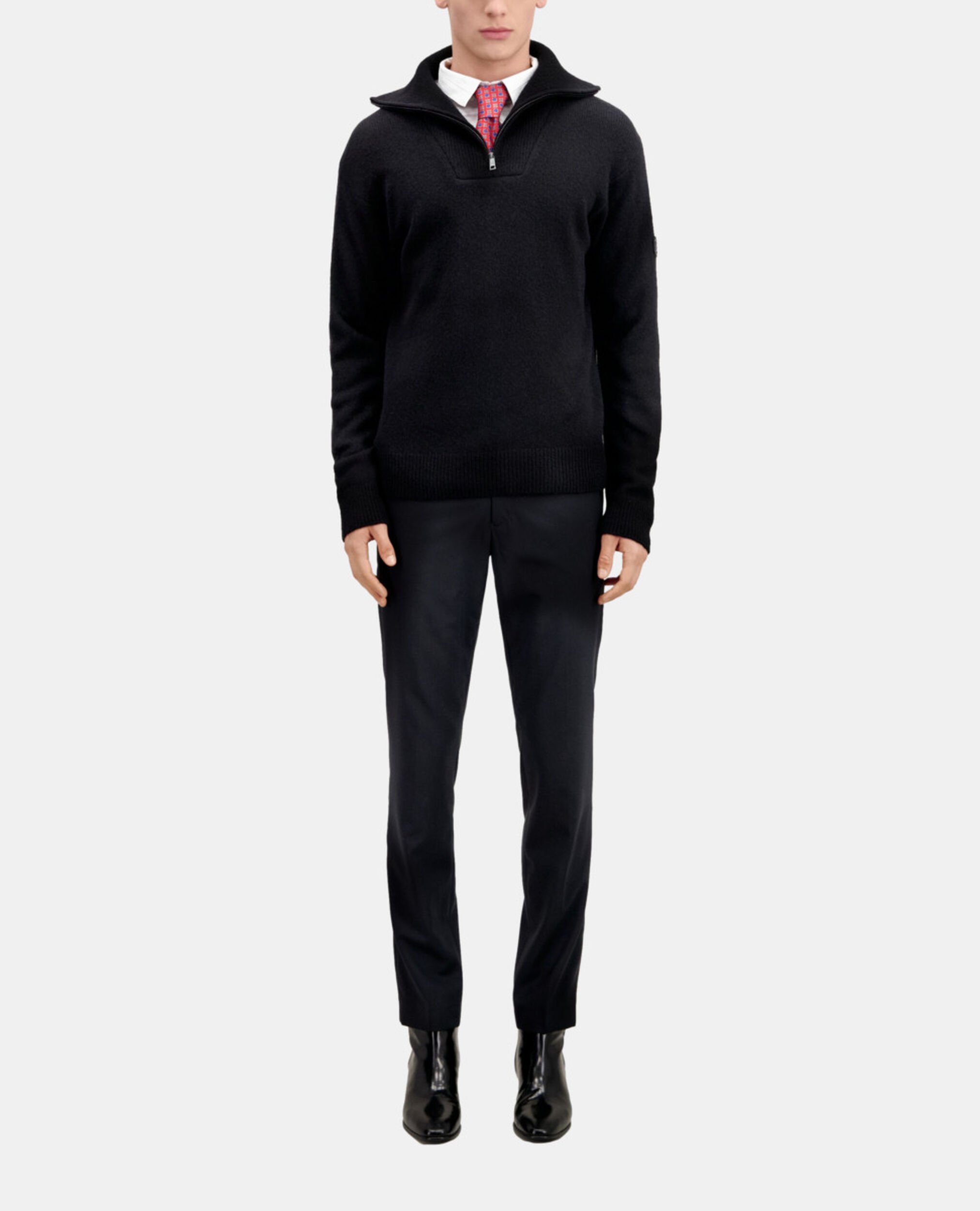 Black wool and alpaga blend sweater, BLACK, hi-res image number null