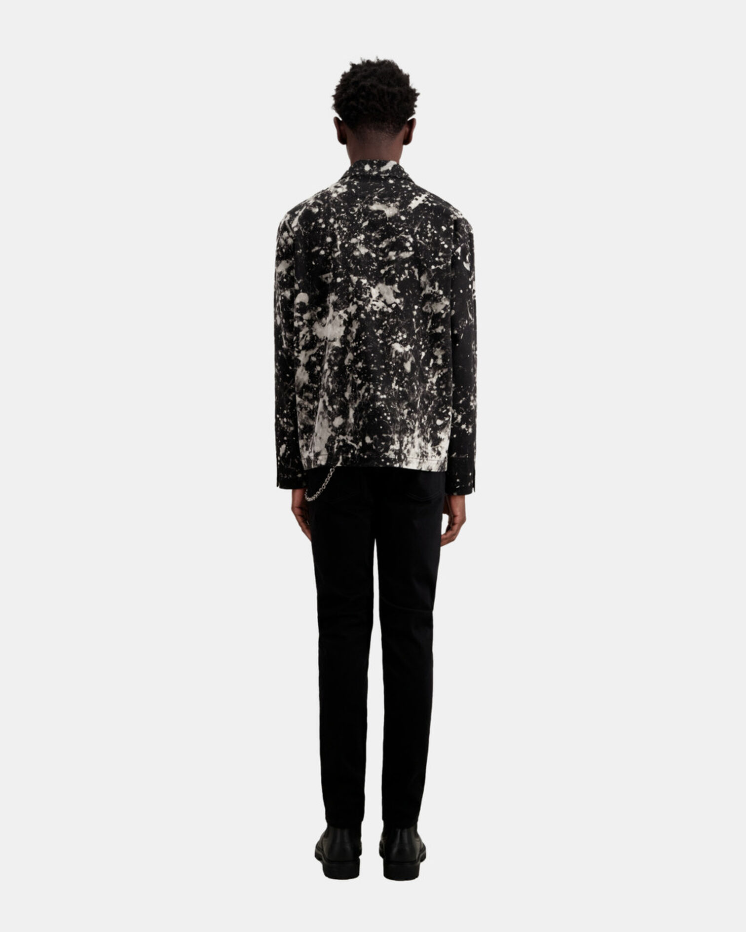 Schwarze Hemdjacke aus verschwaschenem Denim, BLACK, hi-res image number null