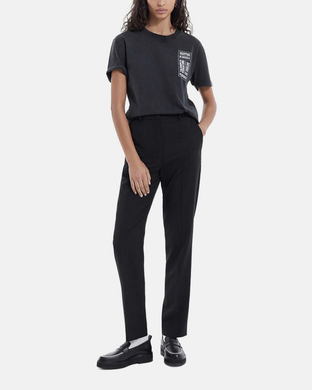 The Kooples FEMME BLACK WASHED t-shirt noir délavé coton motif concert