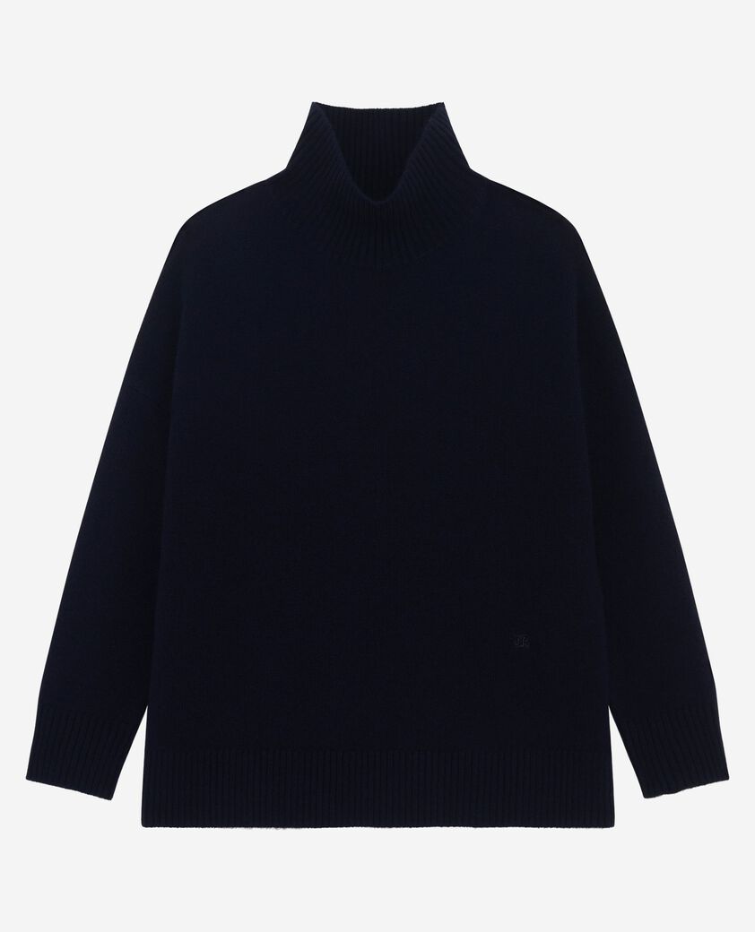 The Kooples F NAVY navy cashmere stand-up collar sweater
