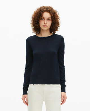The Kooples FEMME NAVY pull col rond en laine mérinos marine