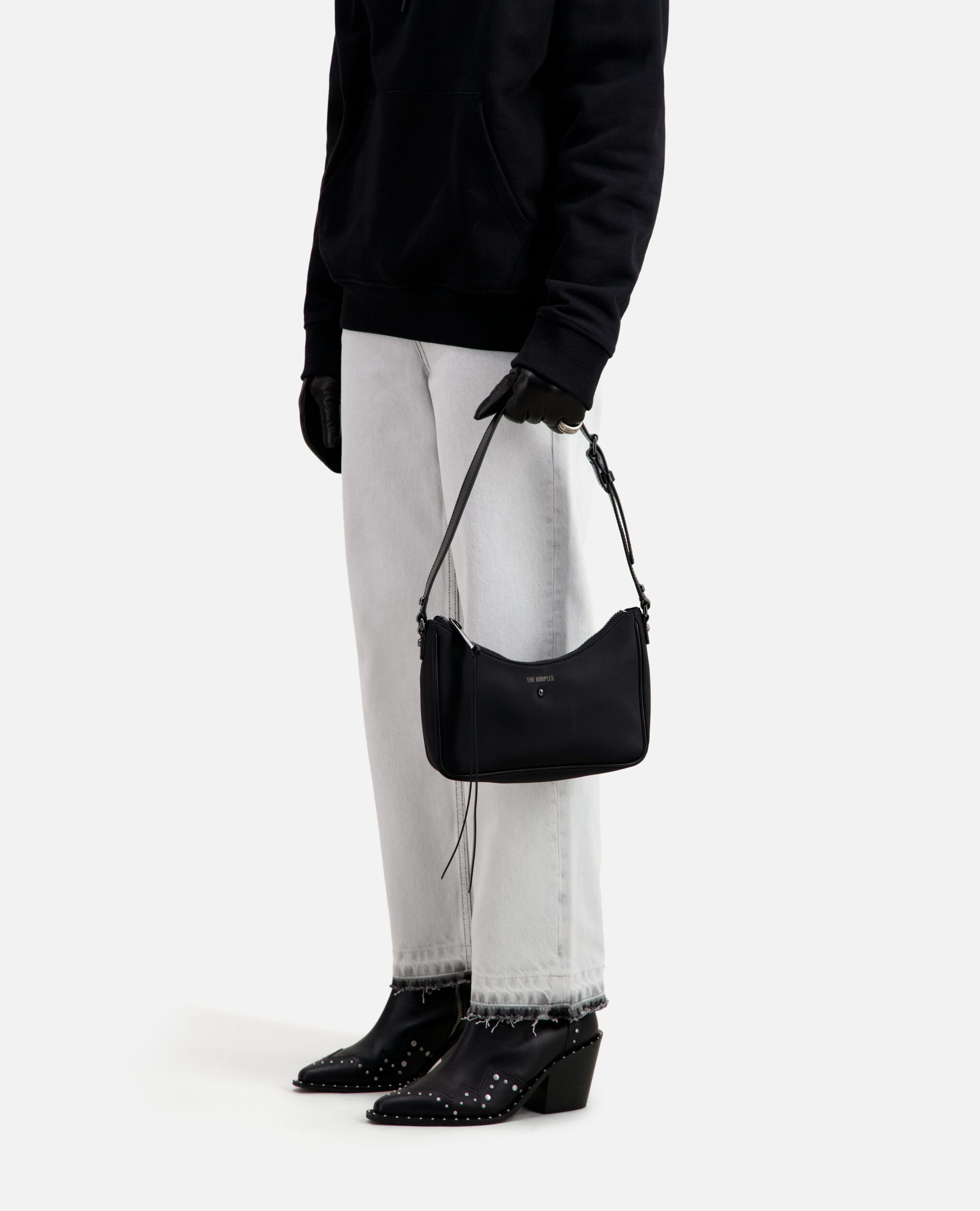 Black Jade nylon fiber baguette bag The Kooples Canada