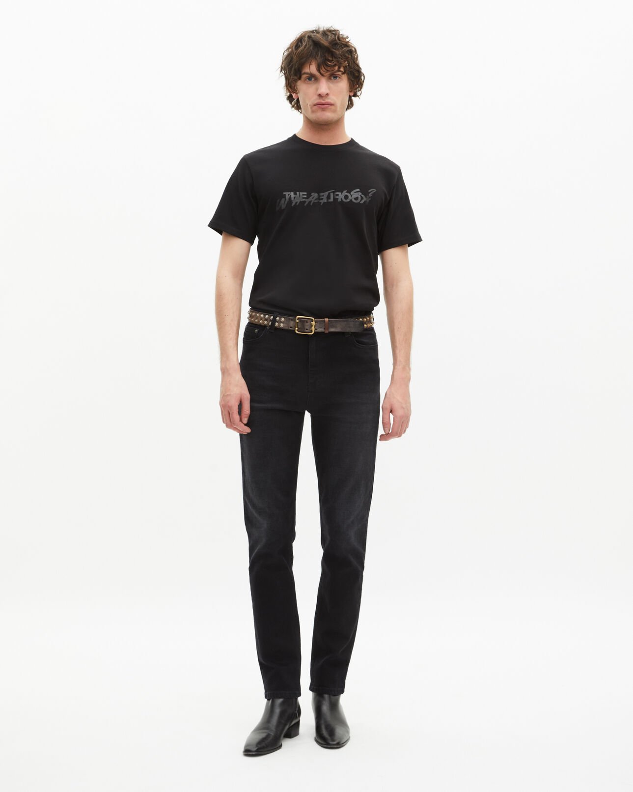 The Kooples HERREN BLACK schwarzes t-shirt mit „what is“-schriftzug