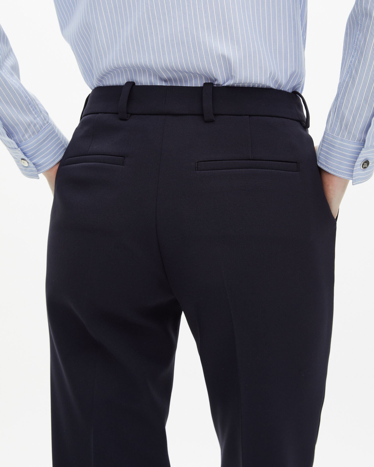 Pantalones sastre de crepé azul marino, DARK NAVY, hi-res image number null