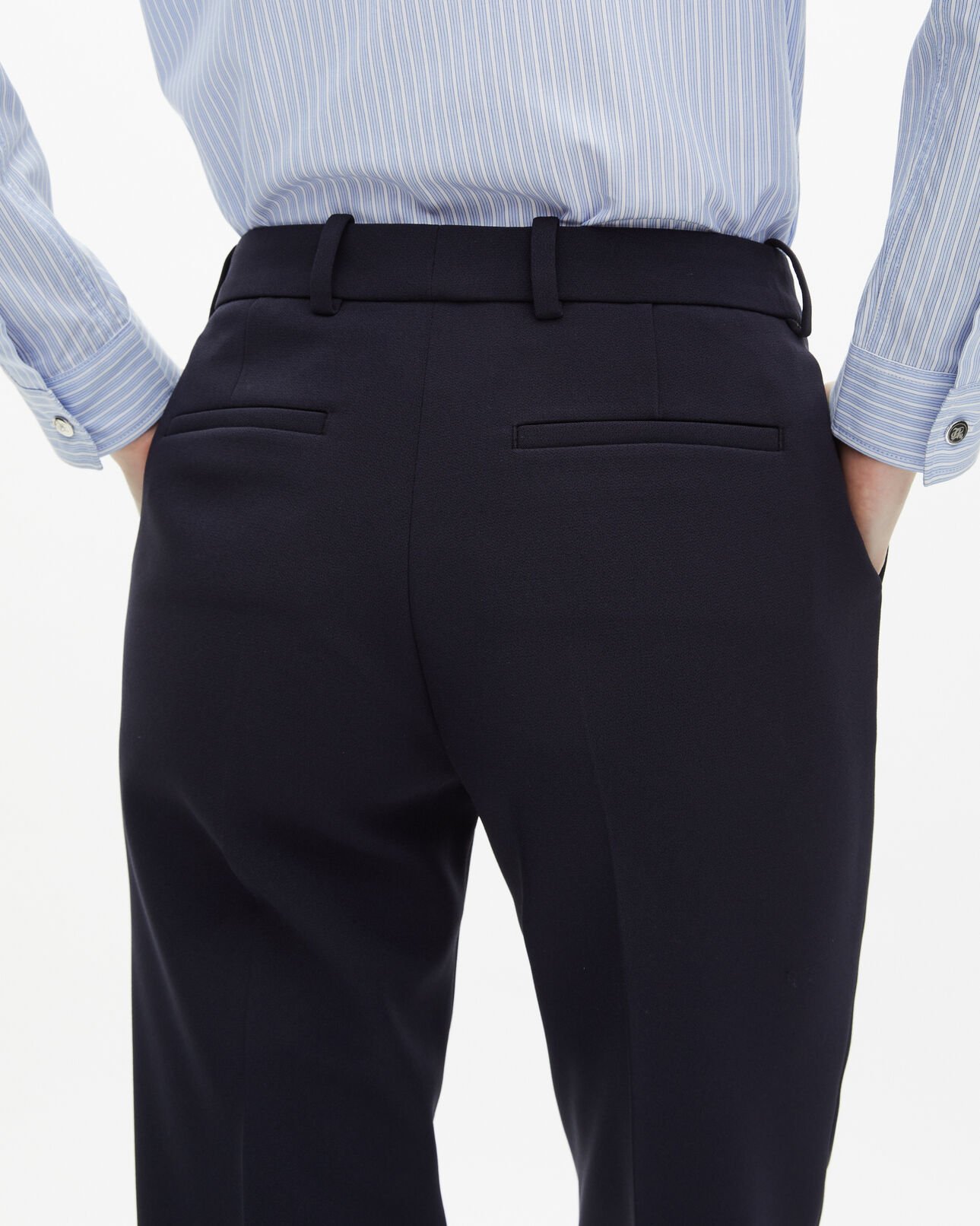 The Kooples DAMEN DARK NAVY marineblaue, maßgeschneiderte hose aus crêpe