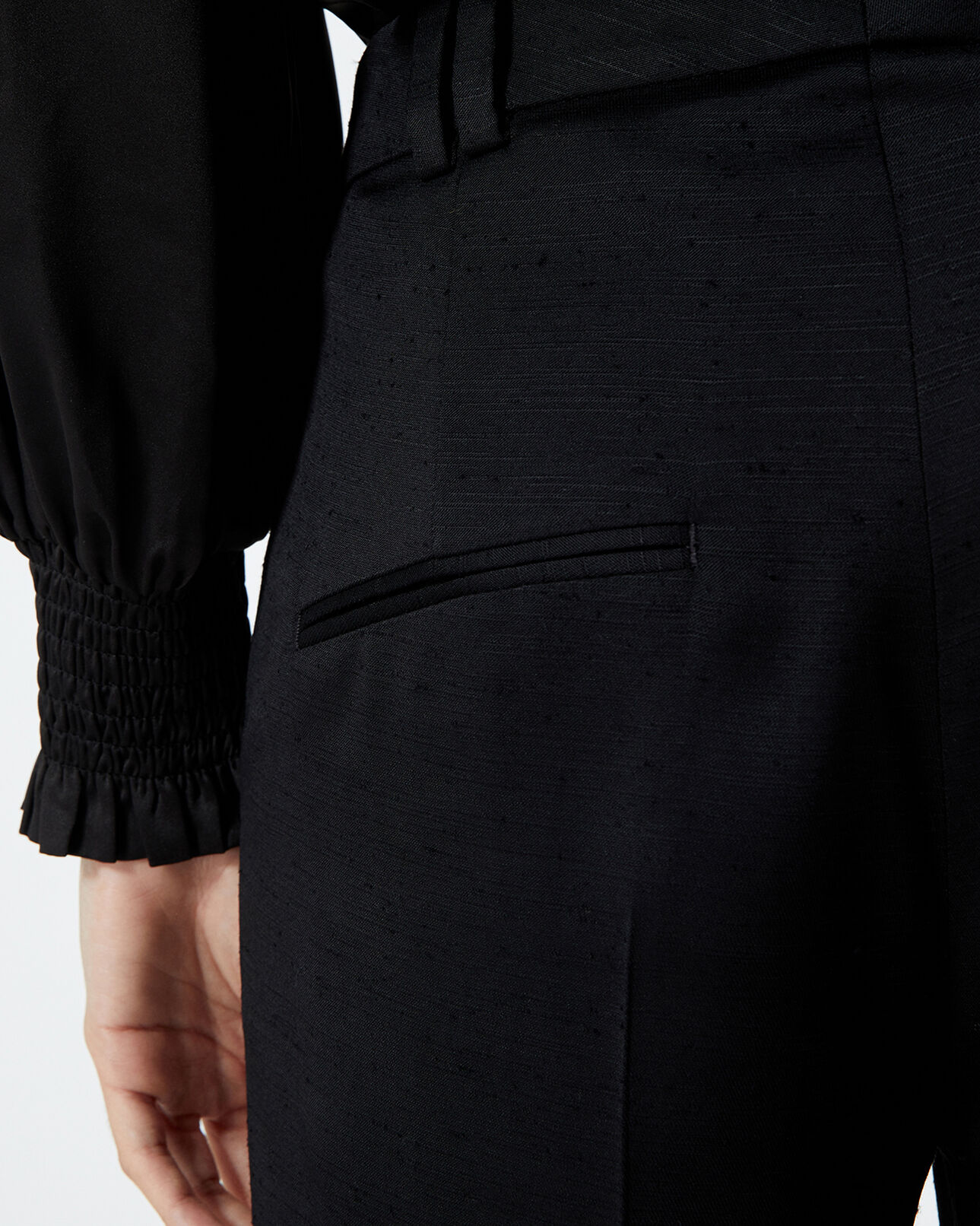 The Kooples WOMEN BLACK formal black pants in textured fabric