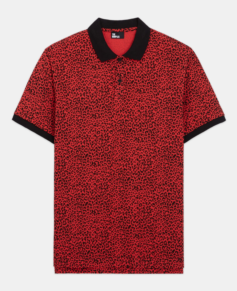 red polo with leopard print