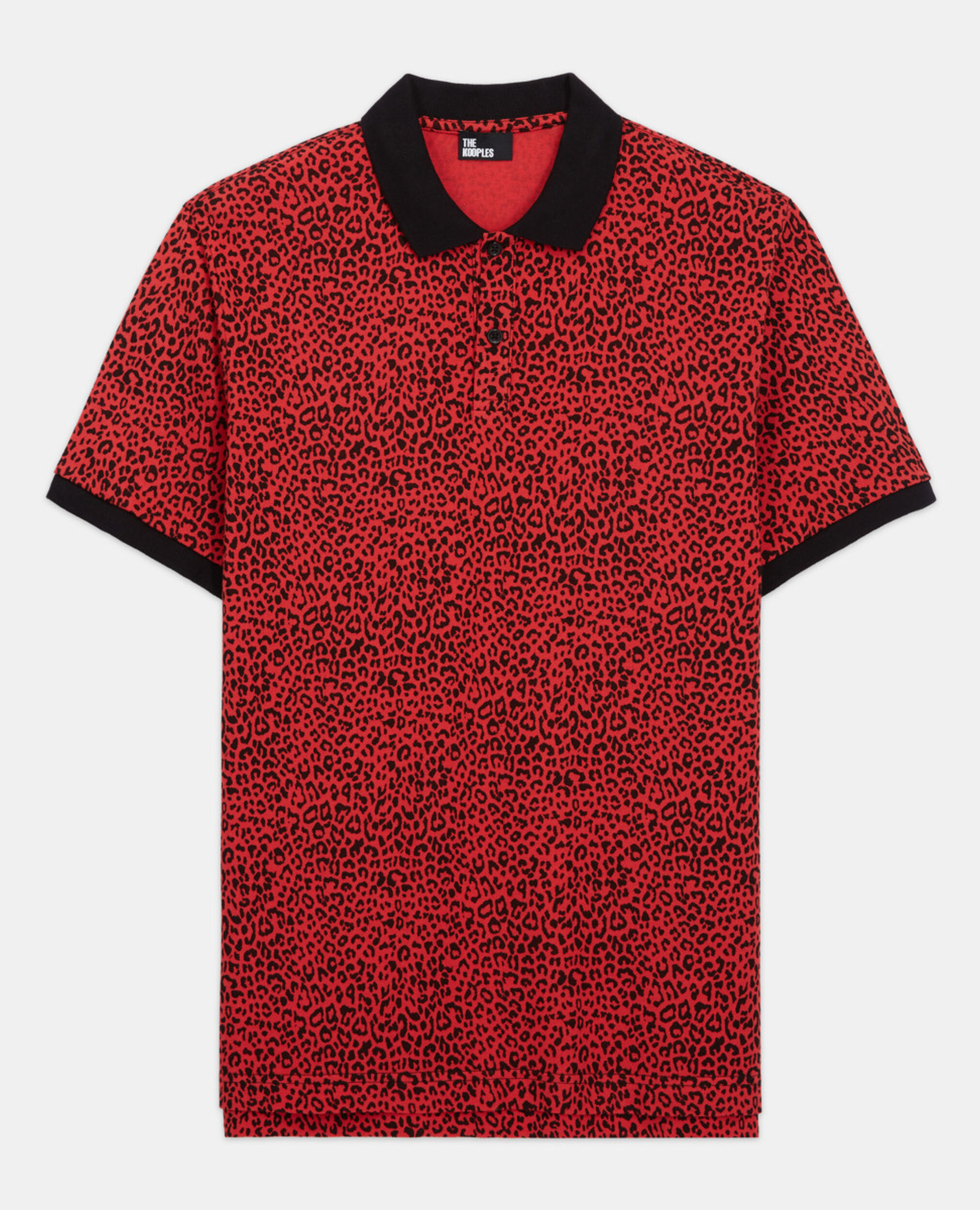 Red polo with leopard print, DARK RED, hi-res image number null
