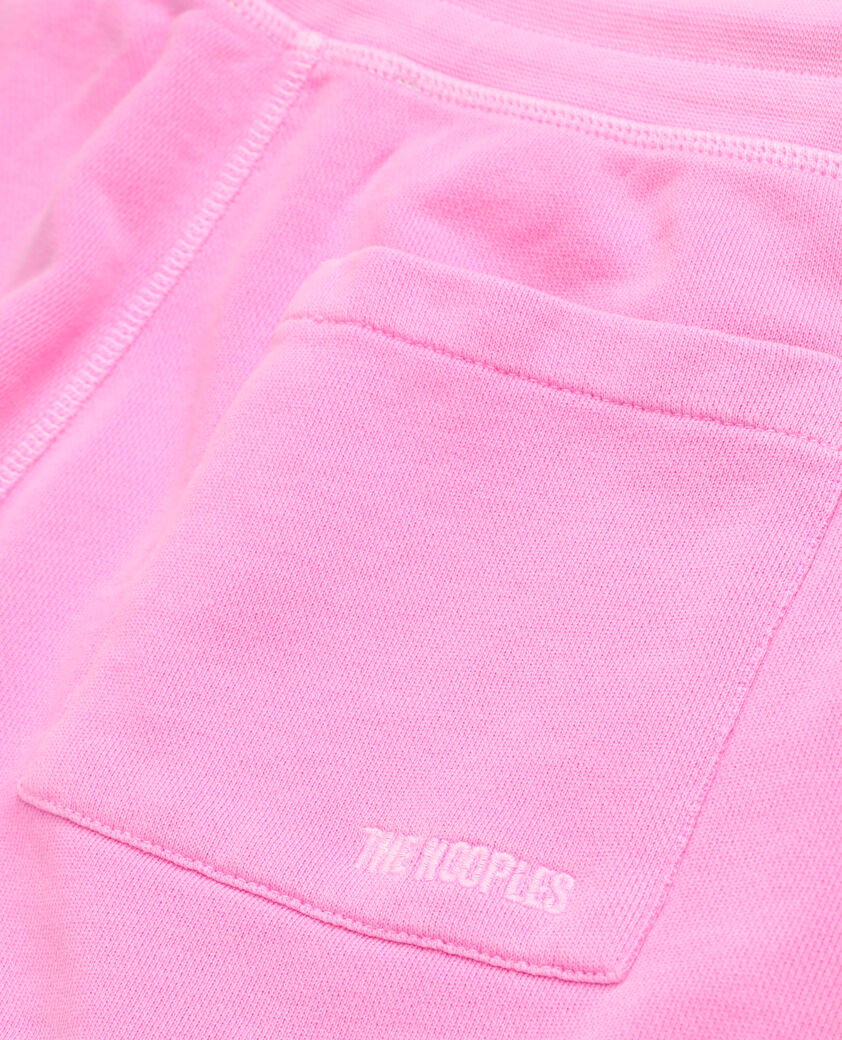 The Kooples FEMME FLUO PINK short rose fluo en molleton avec logo