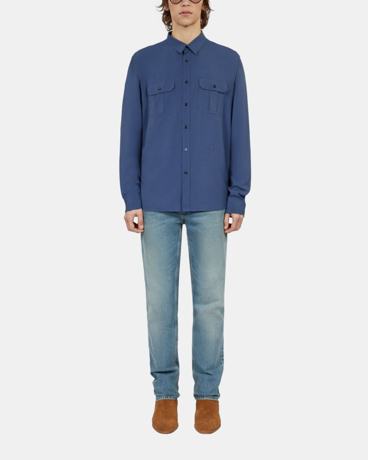 The Kooples HOMME MIDDLE NAVY chemise bleu roi