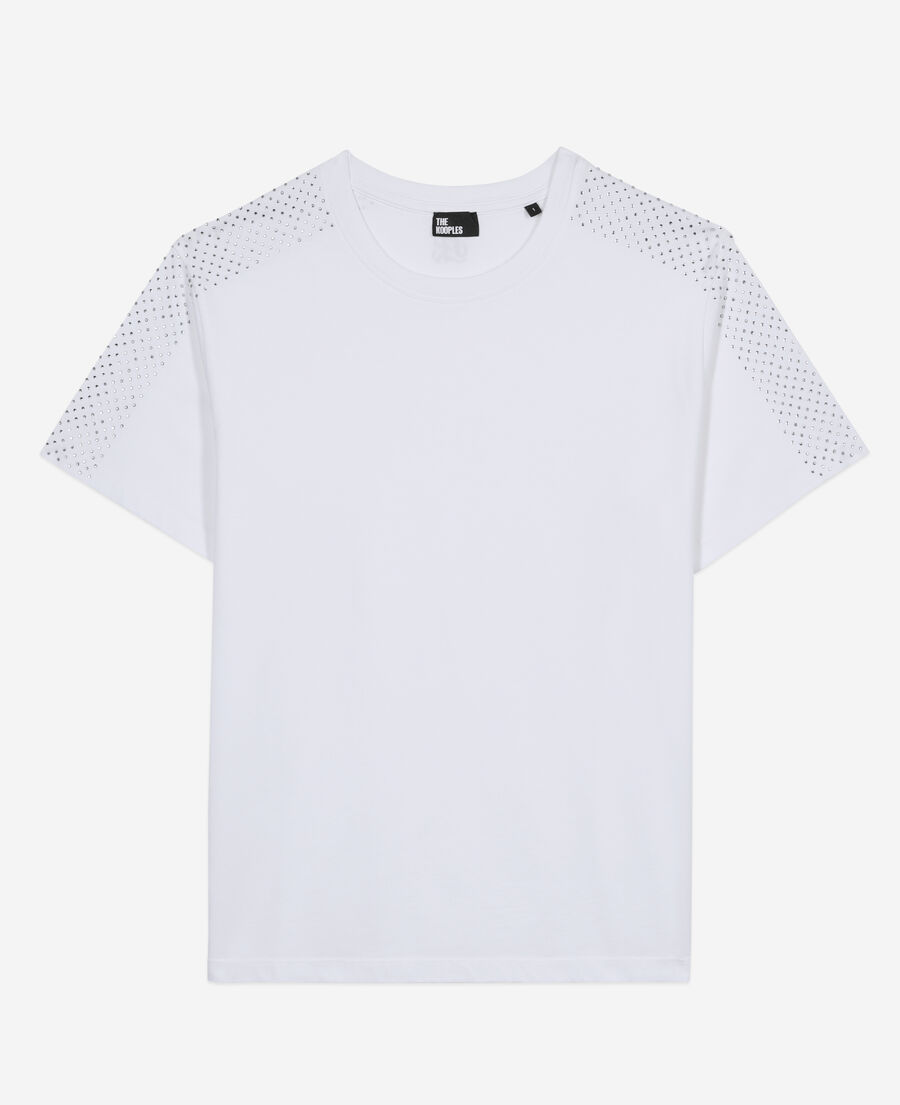 weißes t-shirt mit strassbesatz für damen
