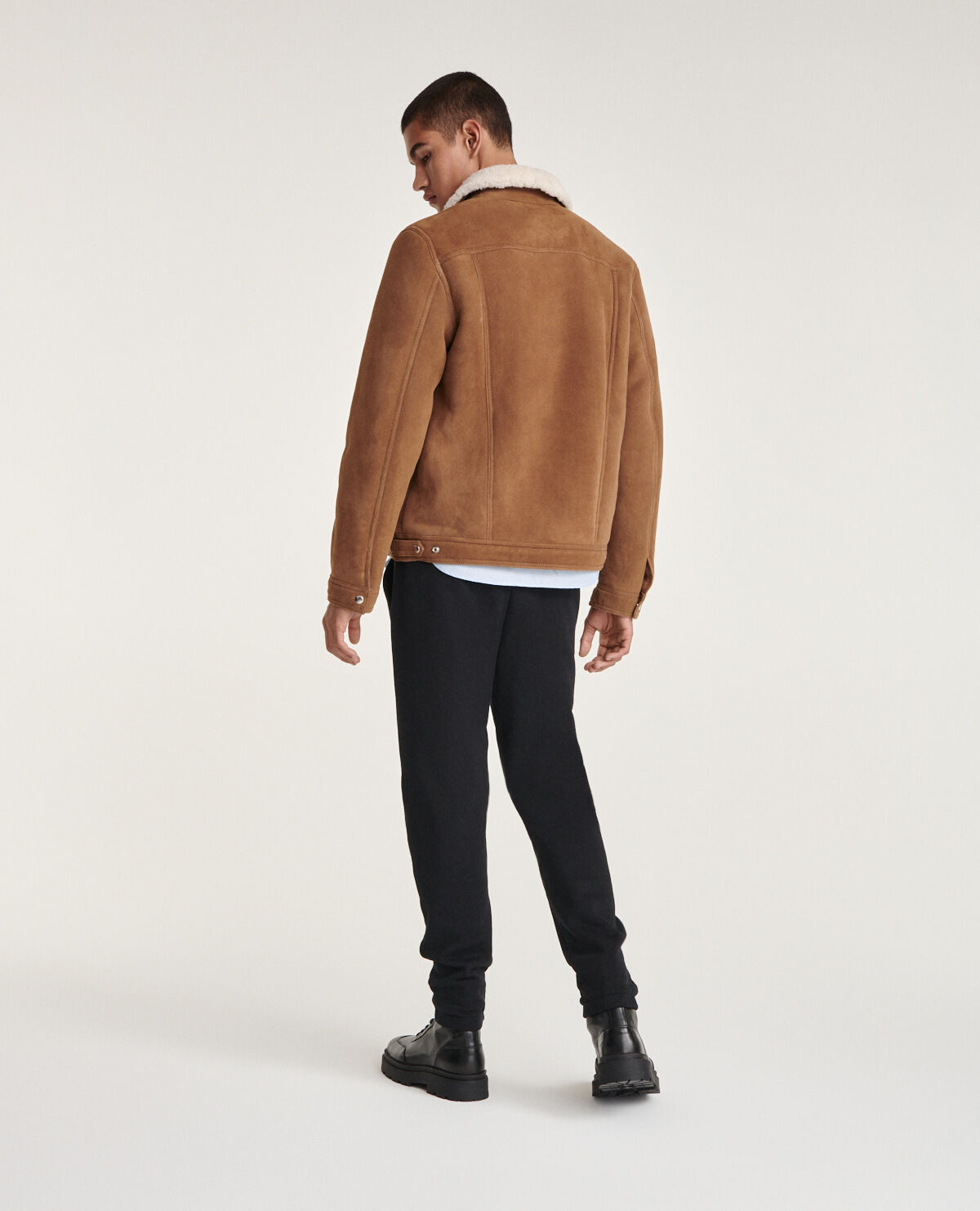 Beige sheepskin jacket top